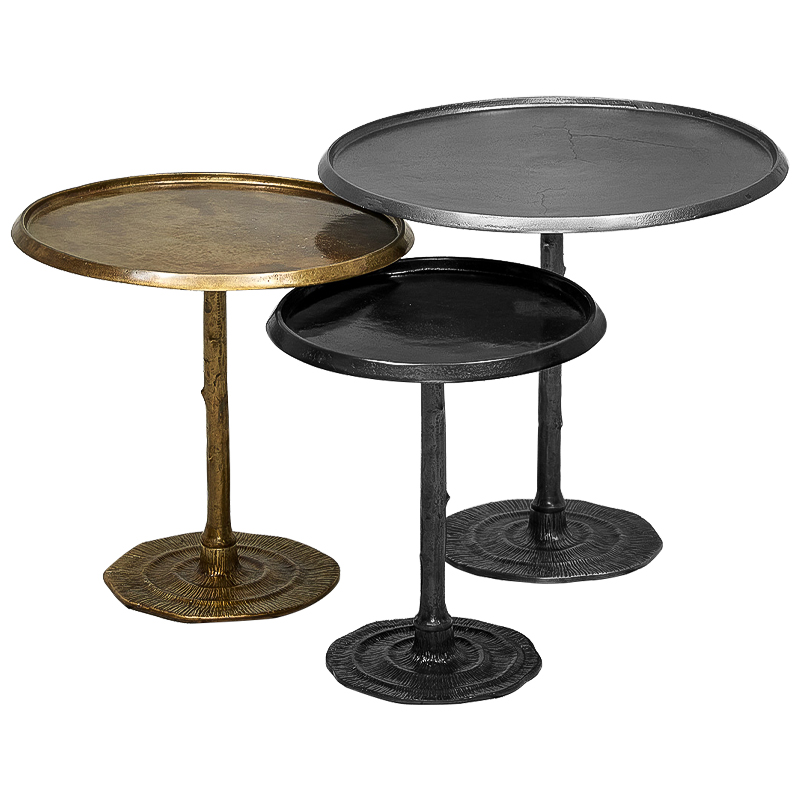 Набор приставных столиков Raimund side table Винтажная латунь Графит Набор приставных столиков Raimund side table Винтажная латунь Графит в Кирове | Loft Concept