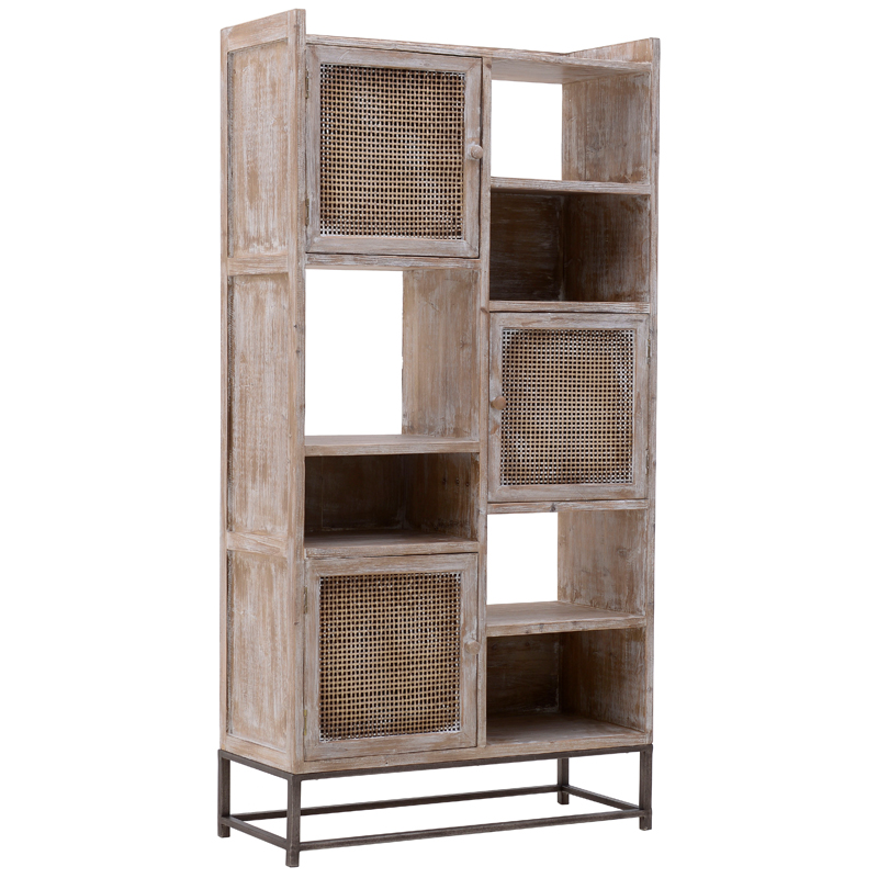 Стеллаж Rosita Wood Rack Бежево-серый Металлик винтаж Стеллаж Rosita Wood Rack Бежево-серый Металлик винтаж в Кирове | Loft Concept