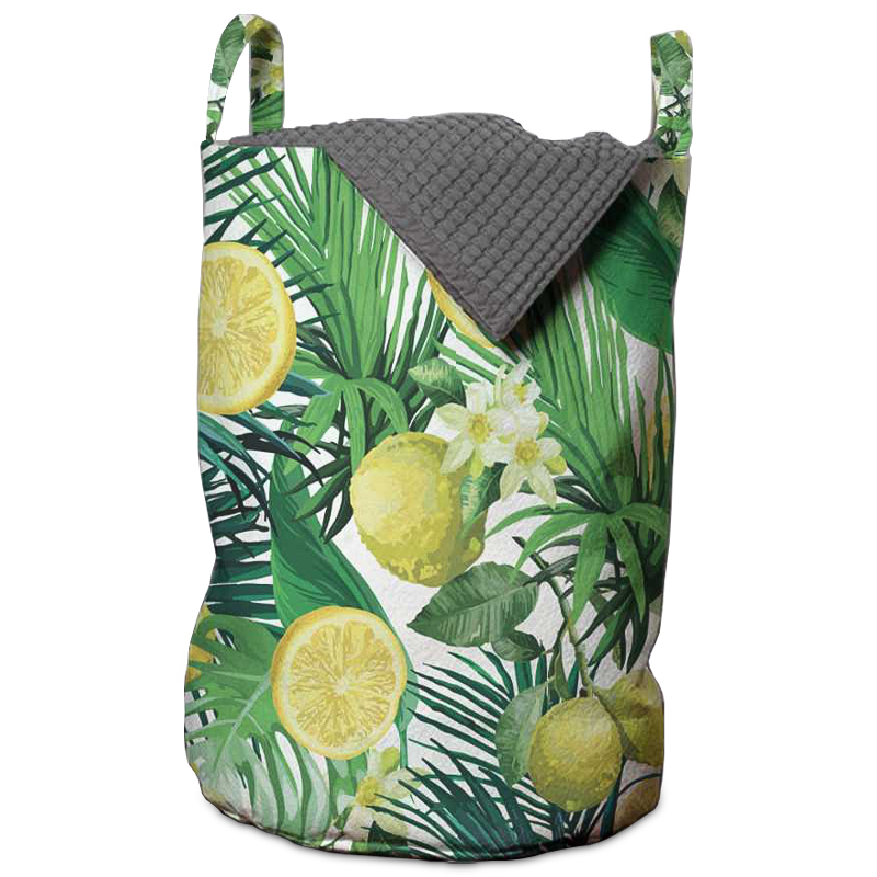 Корзина Tropical Lemons Basket Зеленый Белый Желтый Корзина Tropical Lemons Basket Зеленый Белый Желтый в Кирове | Loft Concept