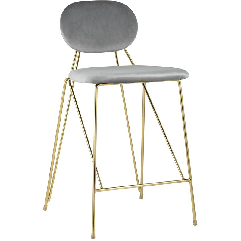 Полубарный Стул Alice Chair Светло-Серый Велюр Серый Золотой Полубарный Стул Alice Chair Светло-Серый Велюр Серый Золотой в Кирове | Loft Concept