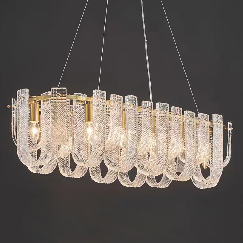 Линейная Люстра Prudence Textured Glass Chandelier A Золотой Прозрачное Стекло Линейная Люстра Prudence Textured Glass Chandelier A Золотой Прозрачное Стекло в Кирове | Loft Concept