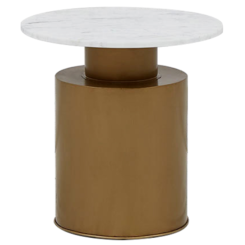 Приставной стол с мраморной столешницей Ela Marble Side Table Белый Мрамор Bianco Золотой Приставной стол с мраморной столешницей Ela Marble Side Table Белый Мрамор Bianco Золотой в Кирове | Loft Concept