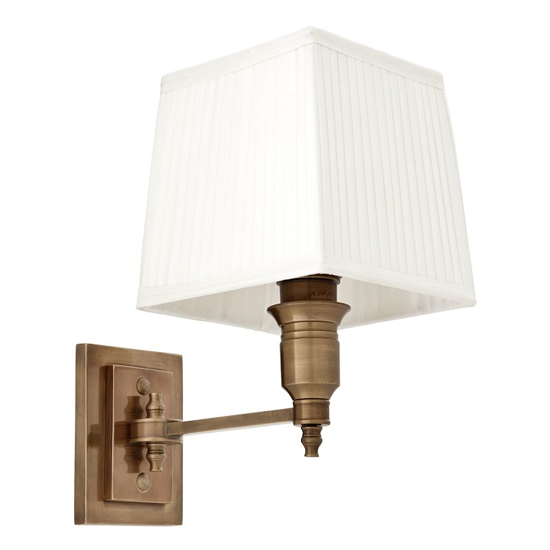 Бра Wall Lamp Lexington Single Brass+White Латунь Античная полированная Белый Бра Wall Lamp Lexington Single Brass+White Латунь Античная полированная Белый в Кирове | Loft Concept