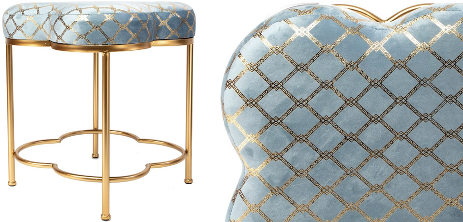 Пуф PUF Frame of Clover & Upholstery Gold Mesh голубой Пуф PUF Frame of Clover & Upholstery Gold Mesh голубой - Loft-Concept в Кирове