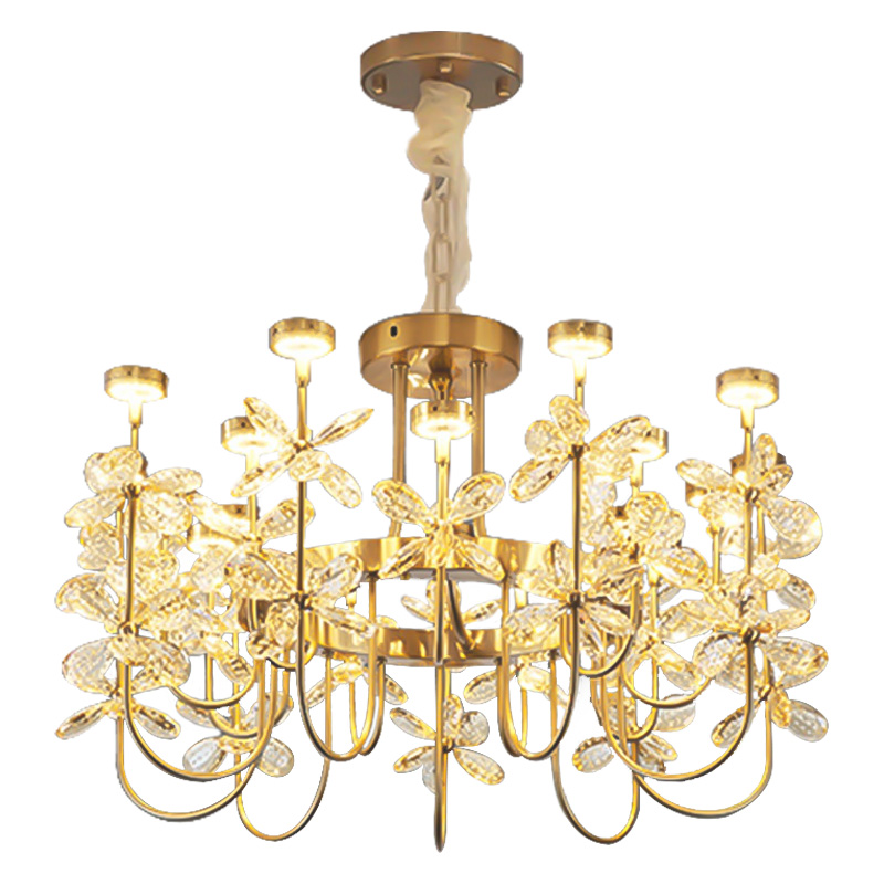 Люстра с хрустальными цветами Crystal Flowers Chandelier Золотой Прозрачный Люстра с хрустальными цветами Crystal Flowers Chandelier Золотой Прозрачный в Кирове | Loft Concept