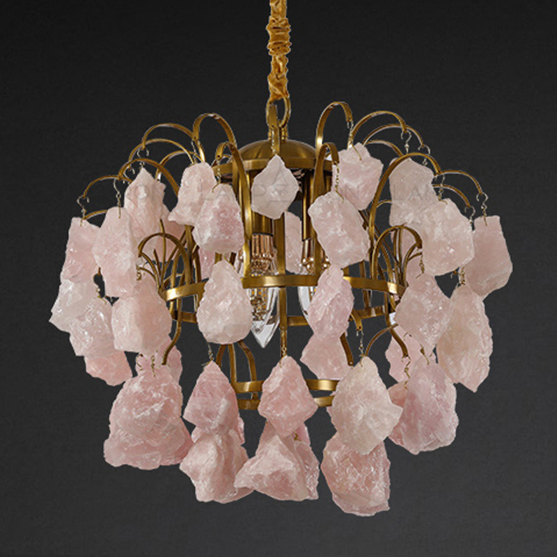 Hardis Pink stone Chandelier 30 Латунь Дымчатая Роза Hardis Pink stone Chandelier 30 Латунь Дымчатая Роза в Кирове | Loft Concept