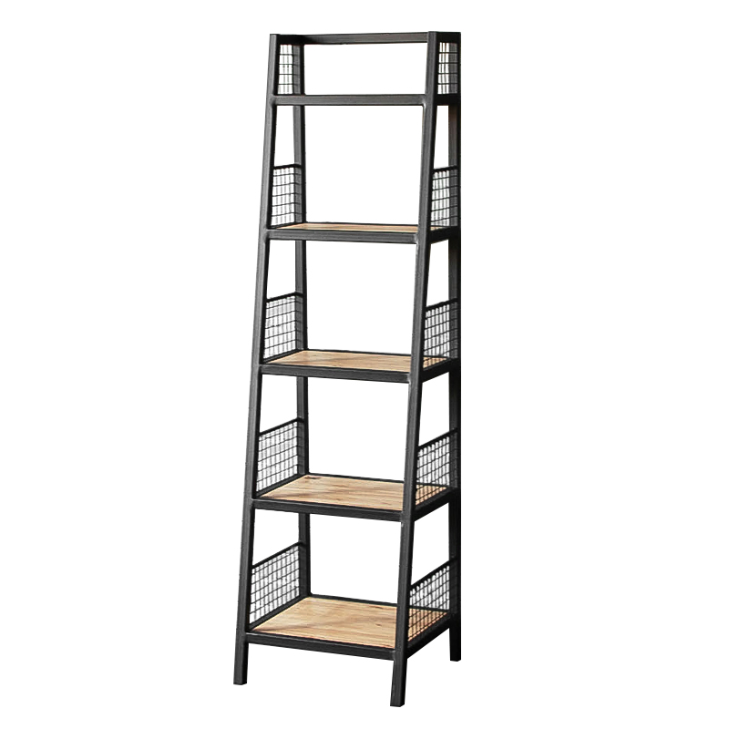 Стеллаж Kiyan Black Industrial Metal Rust Rack Черный Древесина Стеллаж Kiyan Black Industrial Metal Rust Rack Черный Древесина в Кирове | Loft Concept
