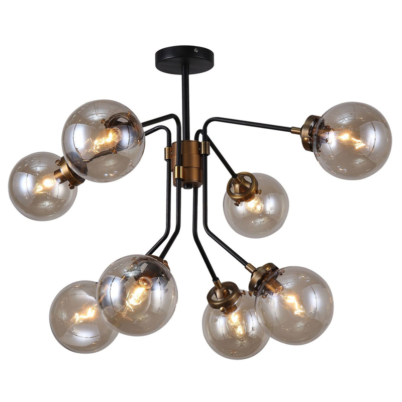 Большой Светильник Bistro Ceiling Globe 8 Черный Стекло Смок в Кирове | Loft Concept 