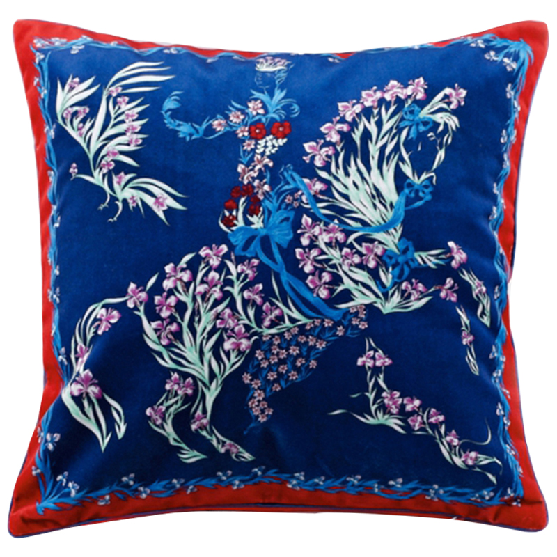 Декоративная подушка Hermes Horse 117 Синий Красный Мульти Декоративная подушка Hermes Horse 117 Синий Красный Мульти в Кирове | Loft Concept