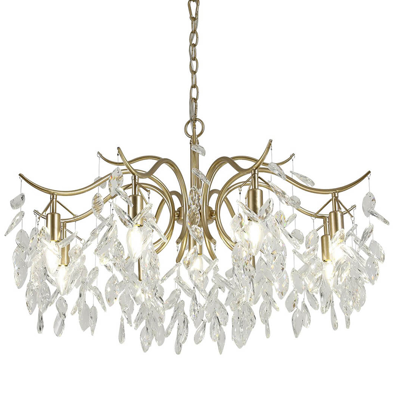 Люстра Hanging Crystal Leaves Chandelier 83 матовое золото Прозрачный (Transparent) Люстра Hanging Crystal Leaves Chandelier 83 матовое золото Прозрачный (Transparent) в Кирове | Loft Concept