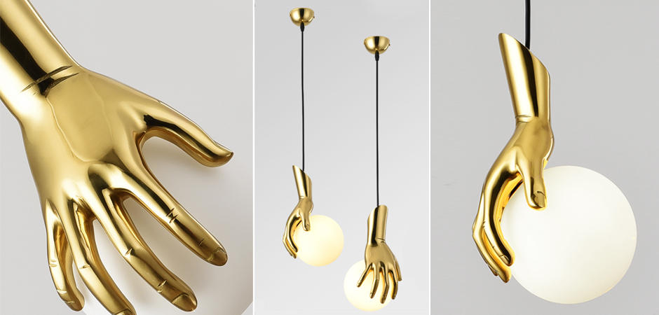 Подвесной светильник Золотая рука Gold Hand Pendant lamp Подвесной светильник Золотая рука Gold Hand Pendant lamp - Loft-Concept в Кирове