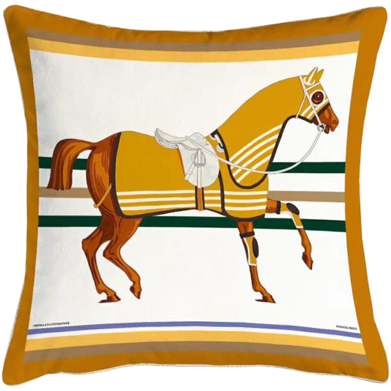 Декоративная подушка Hermes Horse 68 Мульти Горчичный Декоративная подушка Hermes Horse 68 Мульти Горчичный в Кирове | Loft Concept