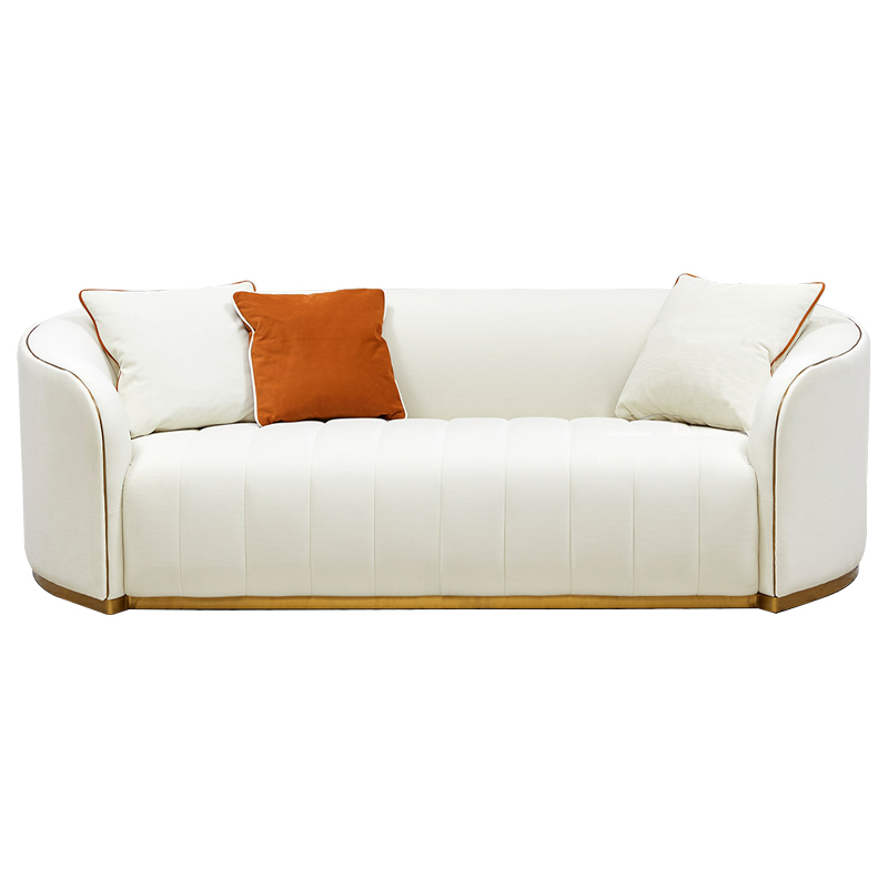 Диван Montel Sofa Молочный Оранжевый Латунь Диван Montel Sofa Молочный Оранжевый Латунь в Кирове | Loft Concept