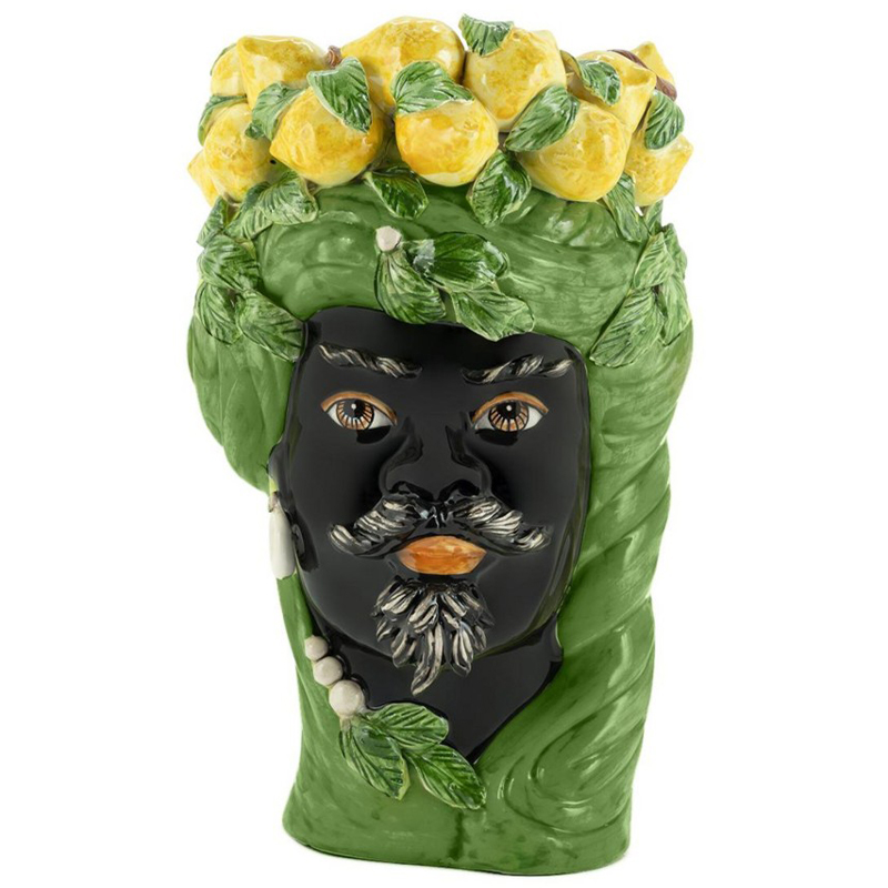 Ваза Vase Lemon Head Man Green Зеленый Желтый Черный Ваза Vase Lemon Head Man Green Зеленый Желтый Черный в Кирове | Loft Concept