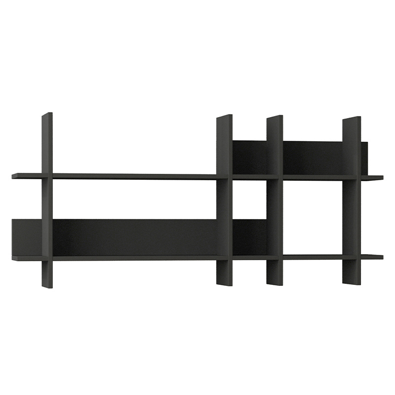 Полка прямая подвесная двухъярусная цвета антрацит BEADS BOOKCASE ANTHRACITE Антрацит Серый Полка прямая подвесная двухъярусная цвета антрацит BEADS BOOKCASE ANTHRACITE Антрацит Серый в Кирове | Loft Concept