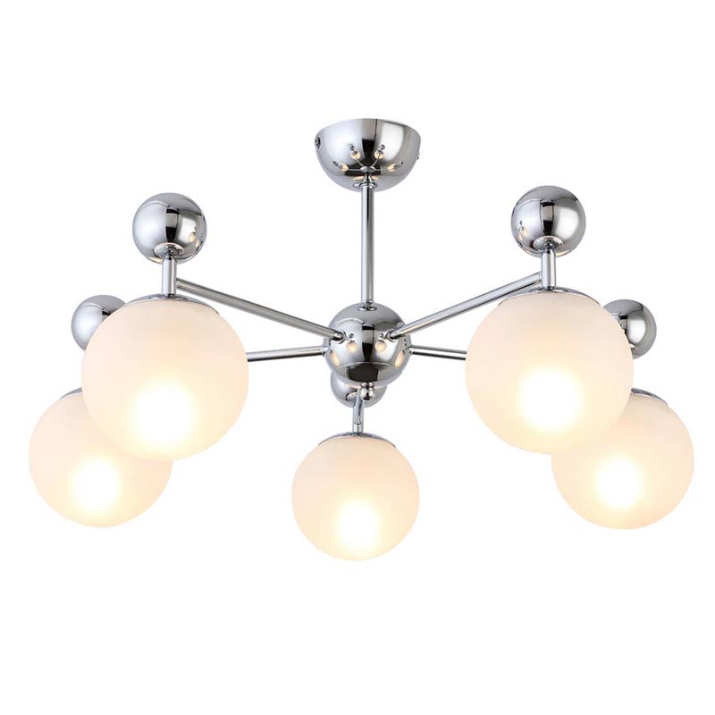Потолочная люстра Demian Chrome Chandelier Хром Белый Потолочная люстра Demian Chrome Chandelier Хром Белый в Кирове | Loft Concept
