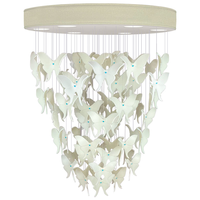 Люстра Белые Бабочки Жемчужно-серая база Night Butterflies Chandelier Бежево-серый Белый Люстра Белые Бабочки Жемчужно-серая база Night Butterflies Chandelier Бежево-серый Белый в Кирове | Loft Concept