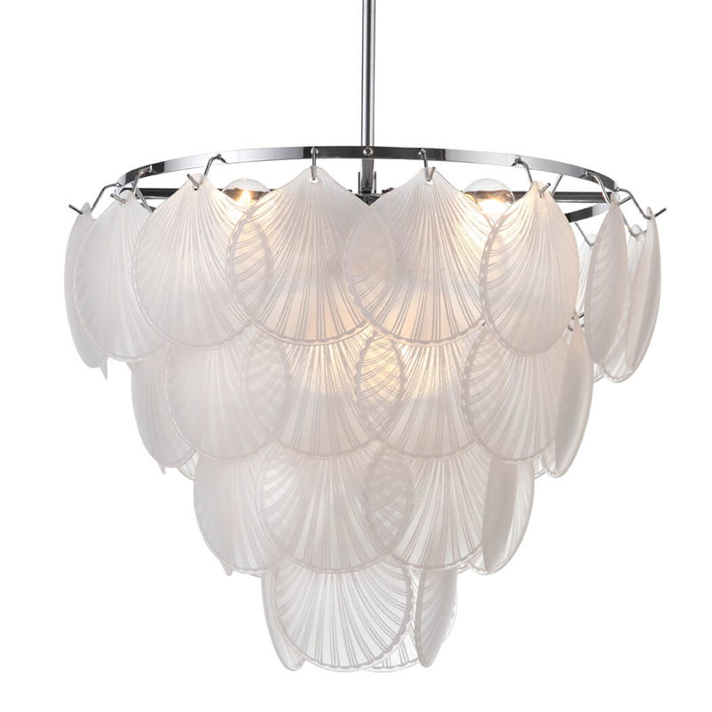 Люстра Glass Shells Suspension Chandelier Белый Хром Люстра Glass Shells Suspension Chandelier Белый Хром в Кирове | Loft Concept