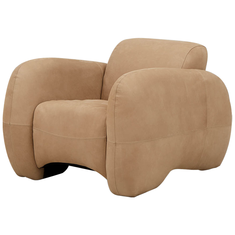Кресло Bruno Cozy Leather Armchair Песочный в Кирове | Loft Concept 
