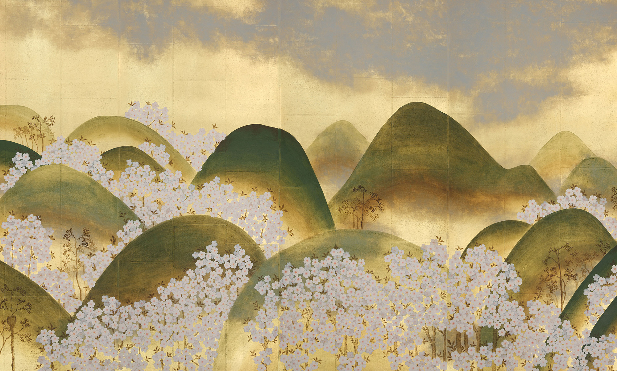Обои ручная роспись Kiso Mountains Special Colourway on Deep Rich Gold gilded tea paper Обои ручная роспись Kiso Mountains Special Colourway on Deep Rich Gold gilded tea paper - постер Loft-Concept в Кирове