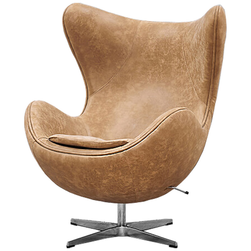 Кресло яйцо Egg Chair коричневая винтажная кожа Карамель Нержавеющая сталь Кресло яйцо Egg Chair коричневая винтажная кожа Карамель Нержавеющая сталь в Кирове | Loft Concept