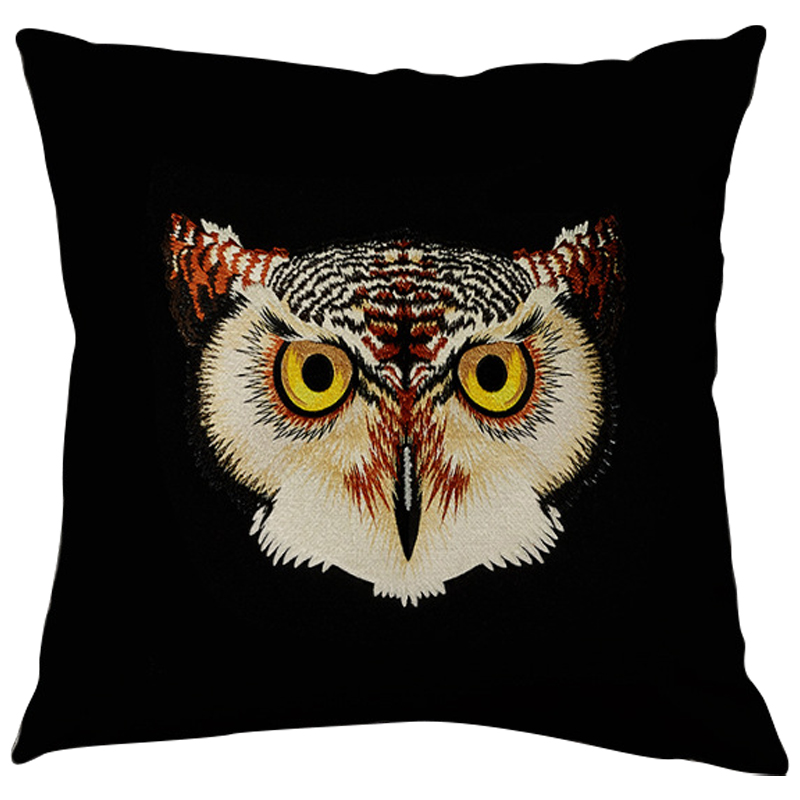 Декоративная подушка Стиль Gucci Owl Black Черный Коричневый Желтый Бежевый Декоративная подушка Стиль Gucci Owl Black Черный Коричневый Желтый Бежевый в Кирове | Loft Concept