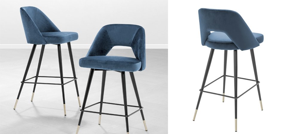 Барный стул Eichholtz Bar Stool Avorio Blue Барный стул Eichholtz Bar Stool Avorio Blue - Loft-Concept в Кирове