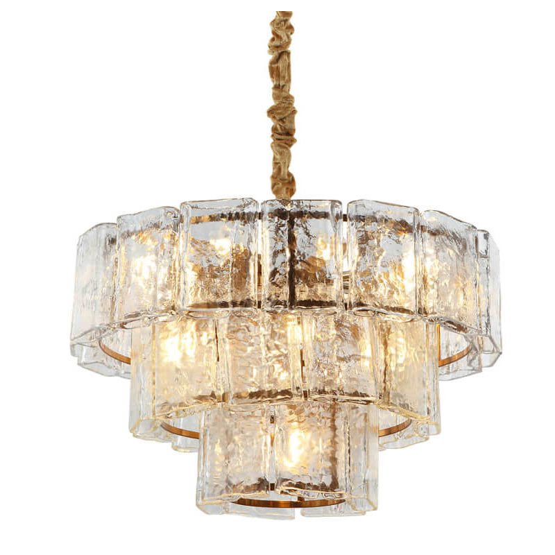Люстра многоярусная Textured Glass Chandelier D60 Бронза Прозрачное Стекло Люстра многоярусная Textured Glass Chandelier D60 Бронза Прозрачное Стекло в Кирове | Loft Concept