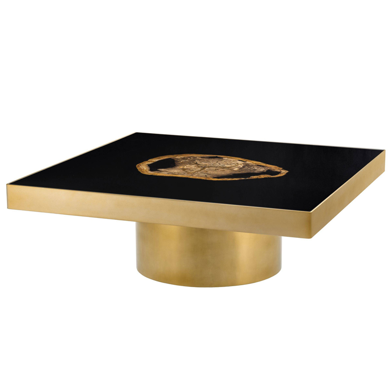 Кофейный стол Eichholtz Coffee Table Villirs матовое золото Черный Коричневый Кофейный стол Eichholtz Coffee Table Villirs матовое золото Черный Коричневый в Кирове | Loft Concept