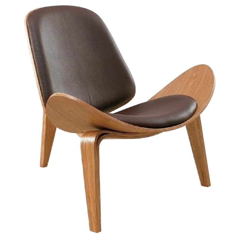 Дизайнерское кресло Shell Chair CH07 Экокожа Коричневый в Кирове | Loft Concept 