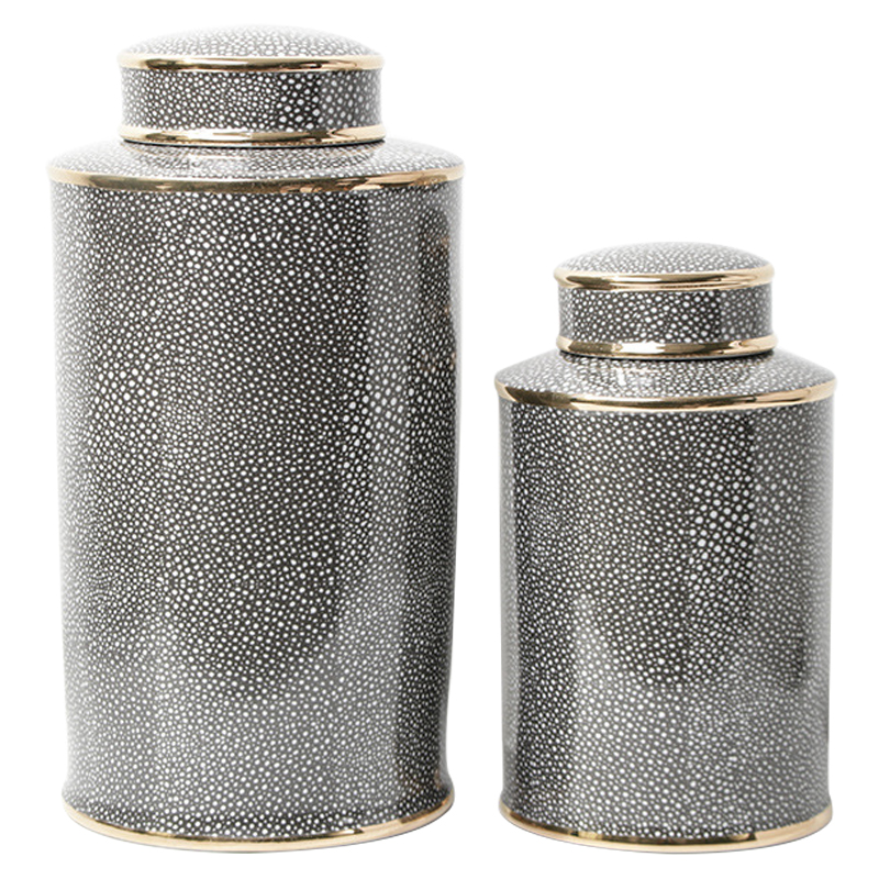 Ваза с крышкой Ceramic Grey Ornament Gold Vase Серый Золотой Ваза с крышкой Ceramic Grey Ornament Gold Vase Серый Золотой в Кирове | Loft Concept