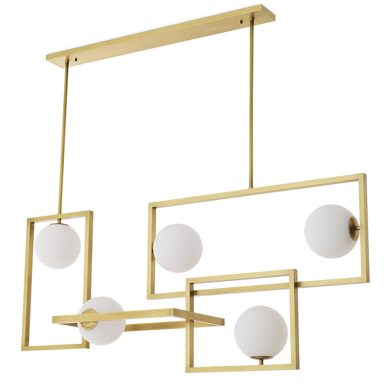 Люстра Eichholtz Chandelier Erasmus Золотой Белое матовое стекло Люстра Eichholtz Chandelier Erasmus Золотой Белое матовое стекло в Кирове | Loft Concept