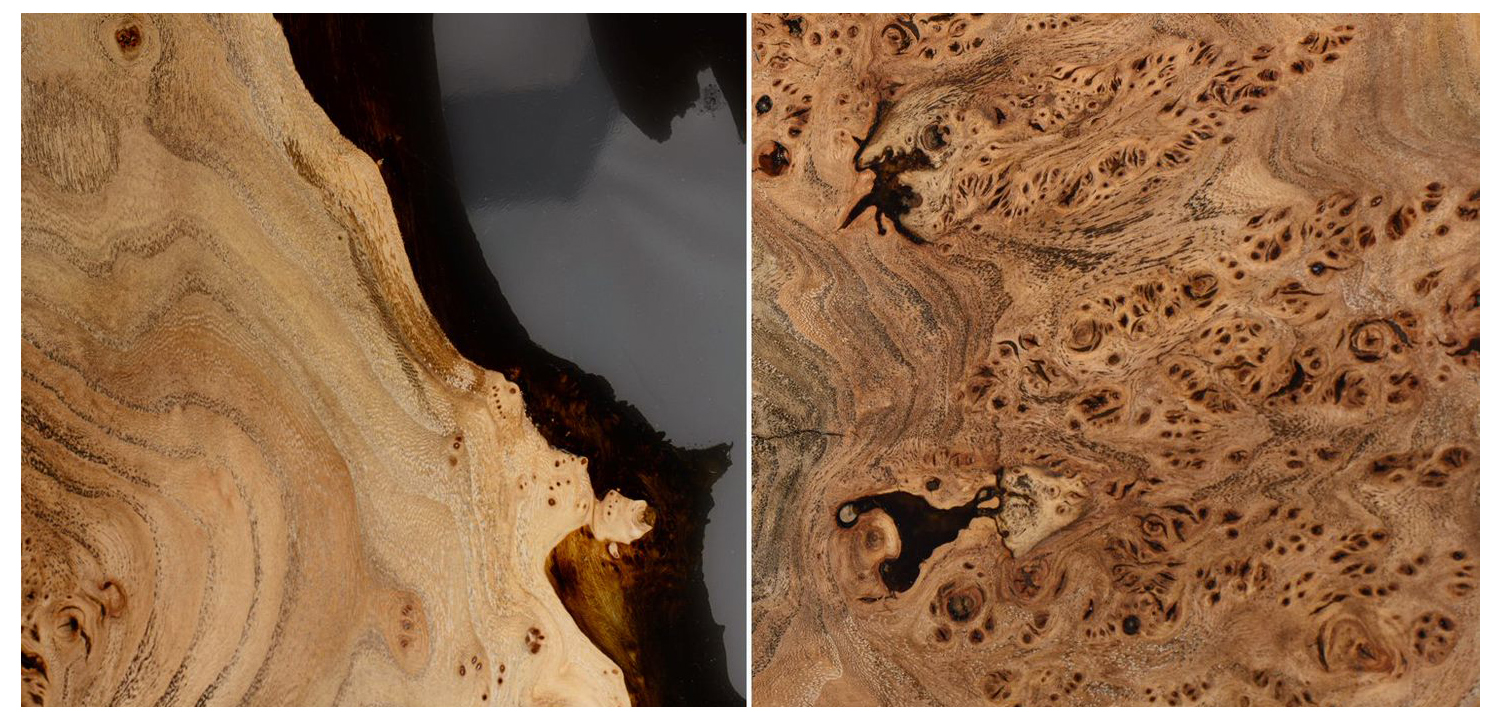 Обеденный стол массив карагача + черная прозрачная смола - фото №1