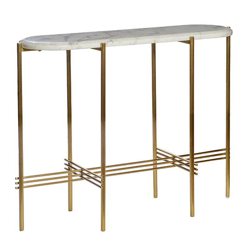Консоль Andrine Console Белый Мрамор Bianco матовое золото Консоль Andrine Console Белый Мрамор Bianco матовое золото в Кирове | Loft Concept