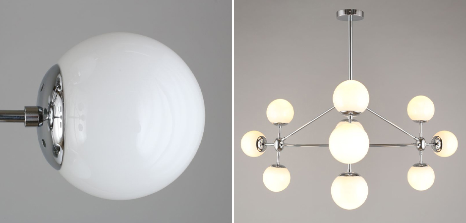 Люстра с белыми плафонами Molecule Chrome - фото №1