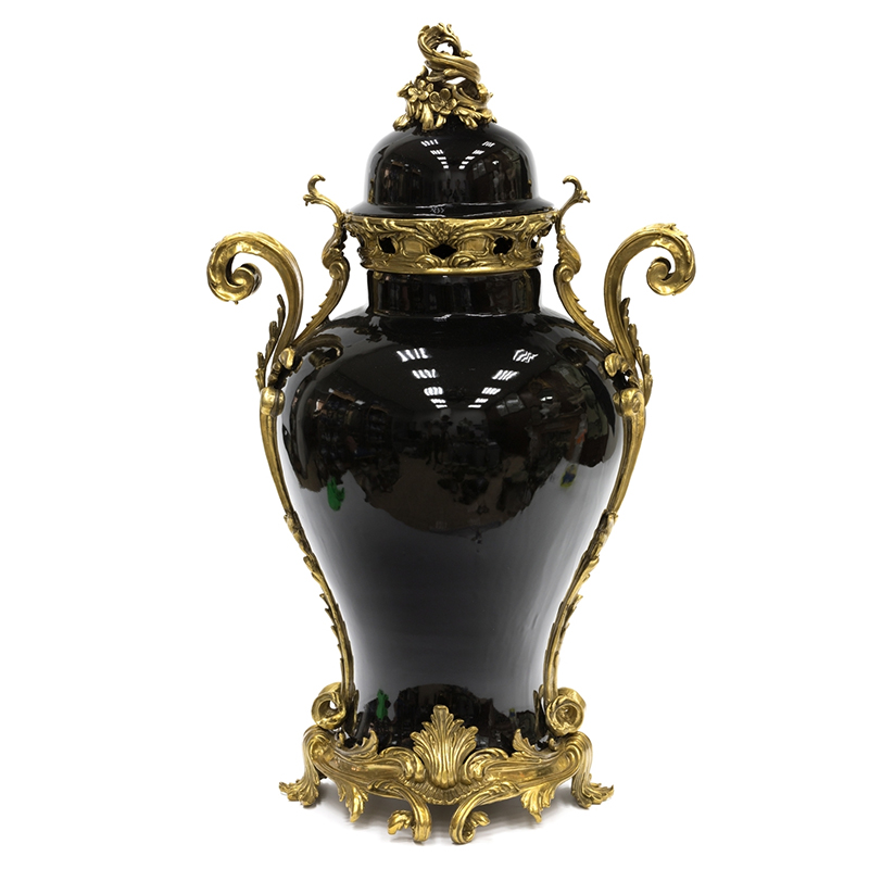 Большая ваза Selenia Black Vase Bronze Patterns Черный Бронза Большая ваза Selenia Black Vase Bronze Patterns Черный Бронза в Кирове | Loft Concept