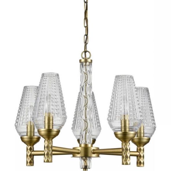 Люстра Ribbed Chandelier Латунь Прозрачный в Кирове | Loft Concept 