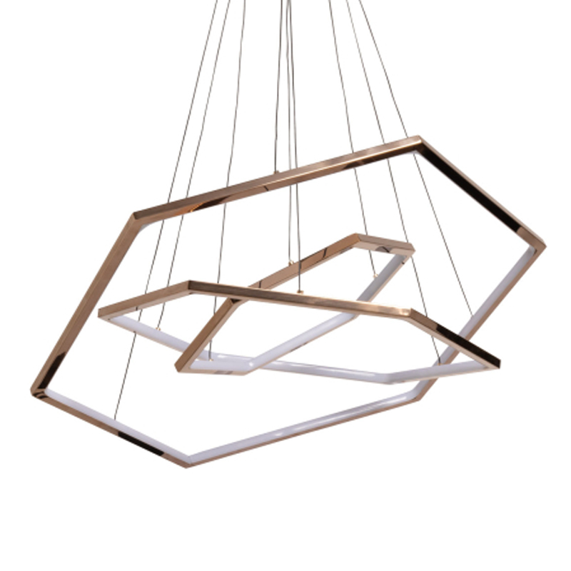 Люстра с 3-мя подвесами в виде шестиугольников Hexagon Horizontal Золотой в Кирове | Loft Concept 