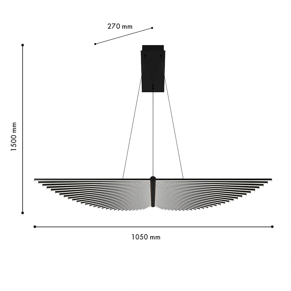 Люстра в виде распахнутых крыльев из тонких металлических планок Flight of Freedom в Кирове