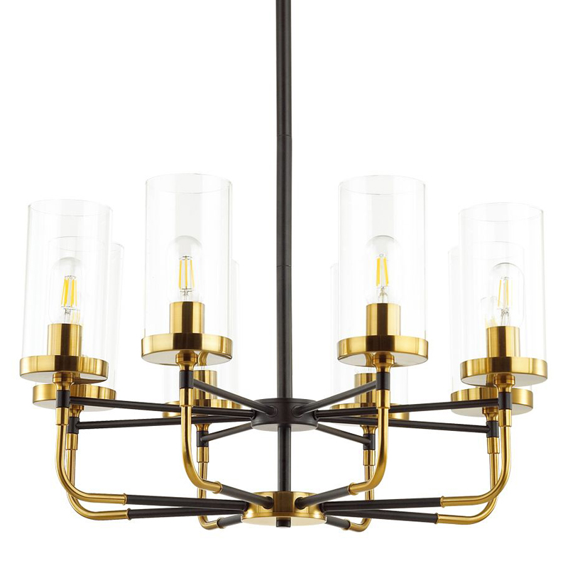 Люстра Greger chandelier 8 Черный Глянцевое золото Прозрачный Люстра Greger chandelier 8 Черный Глянцевое золото Прозрачный в Кирове | Loft Concept