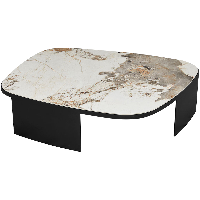 Кофейный стол с каменной столешницей Keir Coffee Table Черный Бежевый Бежево-серый Кофейный стол с каменной столешницей Keir Coffee Table Черный Бежевый Бежево-серый в Кирове | Loft Concept