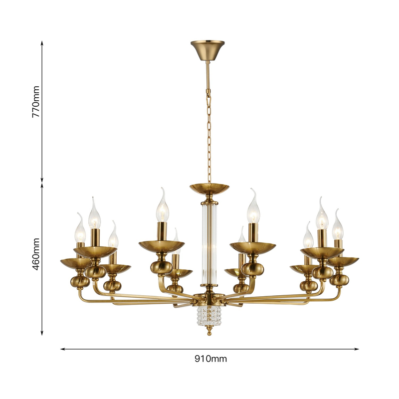 Люстра бронзового цвета со стеклянным декором Candelabrum D91 см Люстра бронзового цвета со стеклянным декором Candelabrum D91 см в Кирове