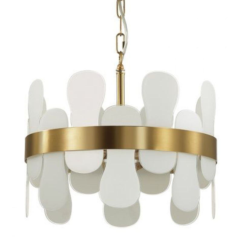 Люстра Eve Chandelier фигурное стекло диаметр 40 см Золотой Белое матовое стекло Люстра Eve Chandelier фигурное стекло диаметр 40 см Золотой Белое матовое стекло в Кирове | Loft Concept