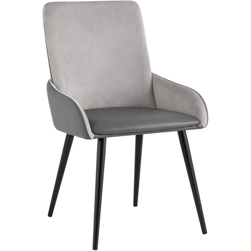 Стул Munchen Chair Серая Экокожа Серый Велюр Серый Черный Стул Munchen Chair Серая Экокожа Серый Велюр Серый Черный в Кирове | Loft Concept