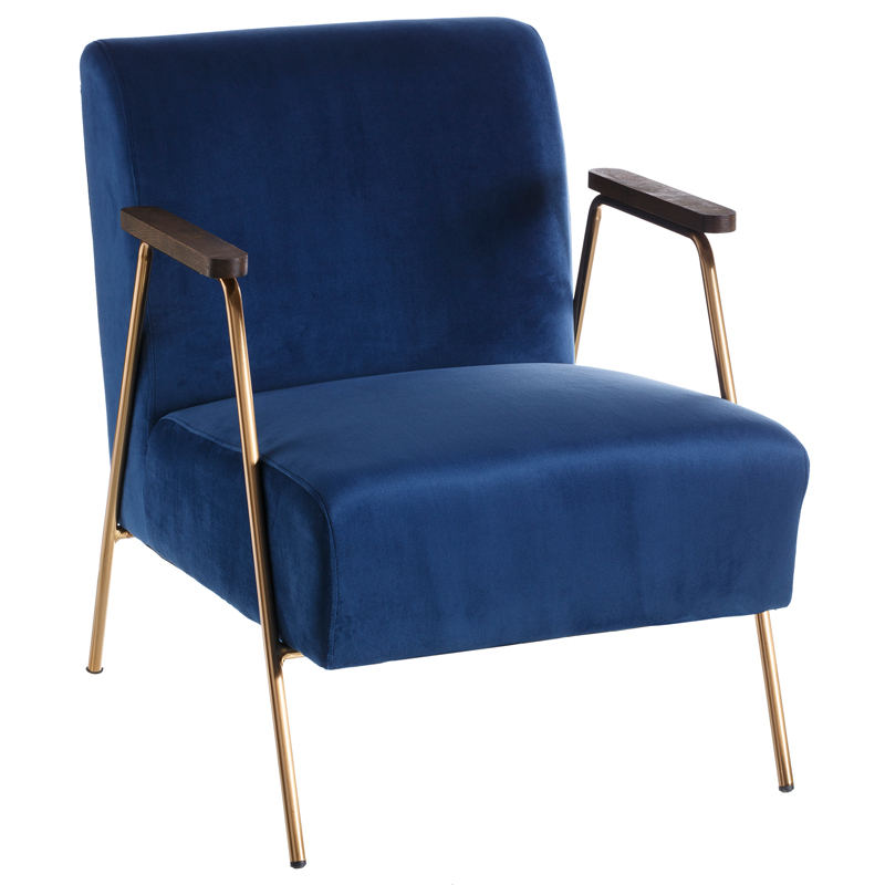 Кресло Domitila Armchair blue Синий Золотой Коричневый Кресло Domitila Armchair blue Синий Золотой Коричневый в Кирове | Loft Concept