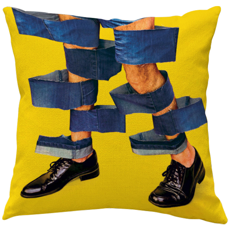 Декоративная подушка Seletti Cushion Jeans Желтый Синий Черный Декоративная подушка Seletti Cushion Jeans Желтый Синий Черный в Кирове | Loft Concept