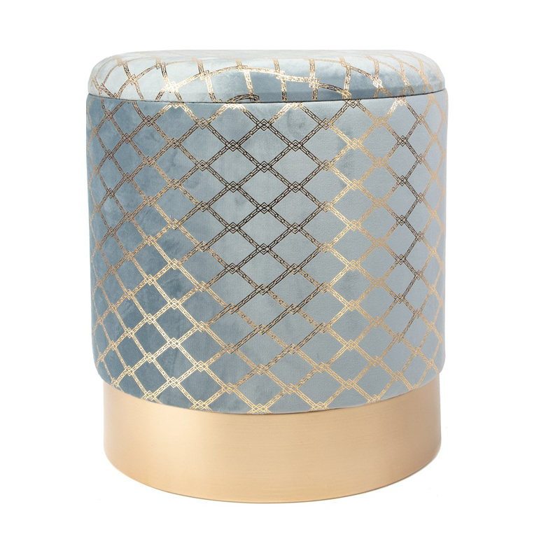Пуф PUF Upholstery Gold Mesh голубой Голубой Золотой в Кирове | Loft Concept 