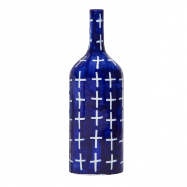Ваза blue & white ornament Blue Bottle Синий Белый Ваза blue & white ornament Blue Bottle Синий Белый в Кирове | Loft Concept