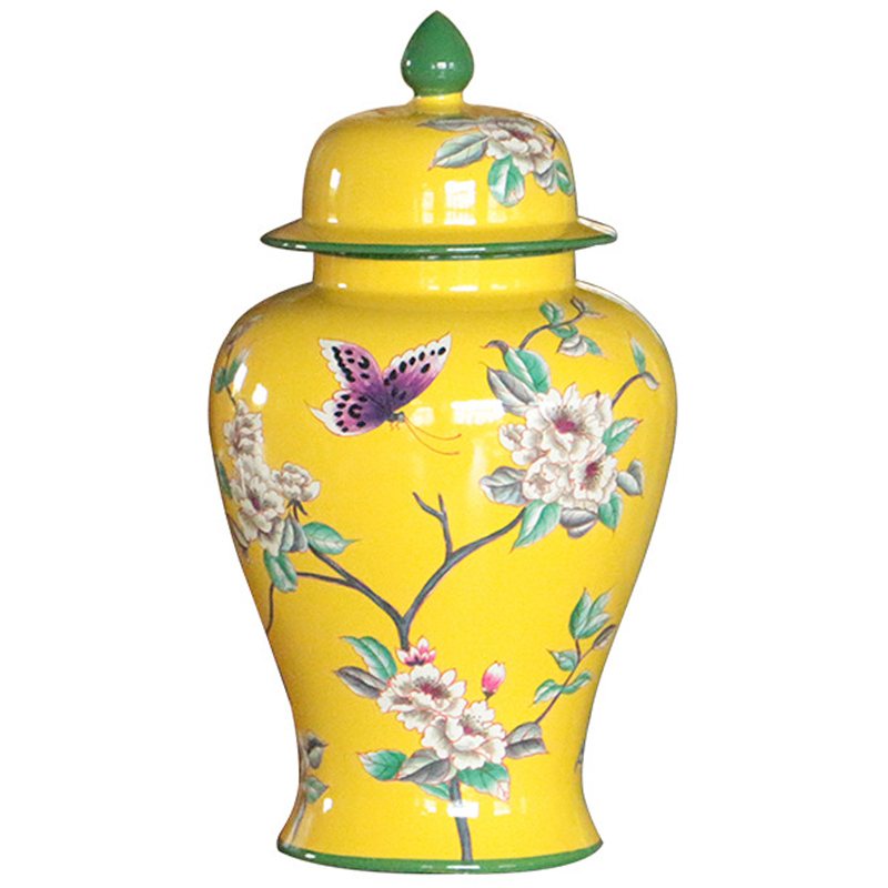Ваза с крышкой Porcelain Yellow Garden Vase Желтый Зеленый в Кирове | Loft Concept 