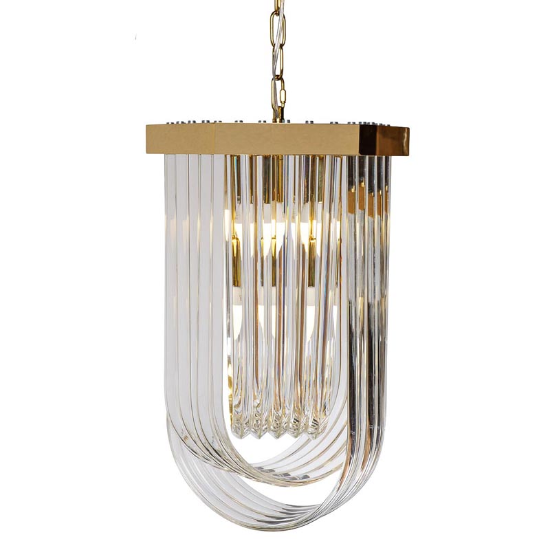 Люстра Retro FROZEN GLASS gold 4 lamp Глянцевое золото Люстра Retro FROZEN GLASS gold 4 lamp Глянцевое золото в Кирове | Loft Concept